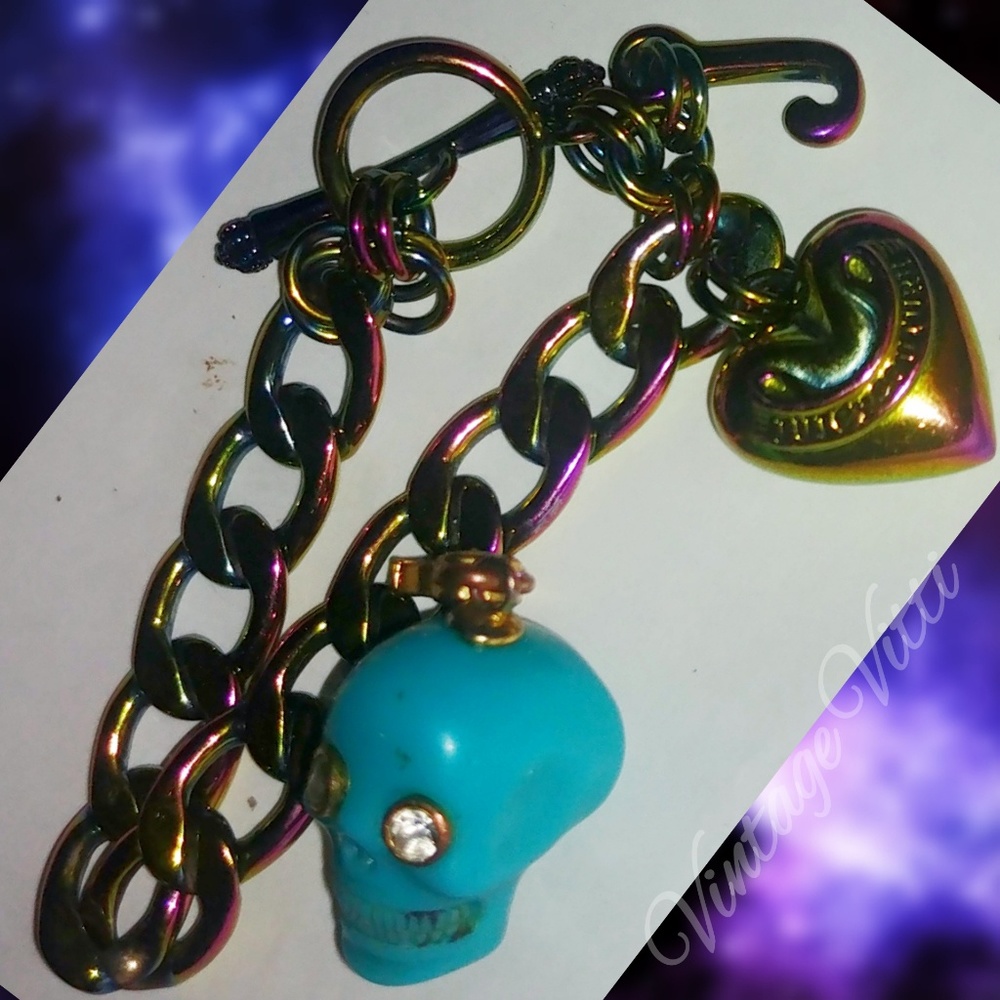 Juicy Couture Rainbow Bracelet + Blue Skull Charm